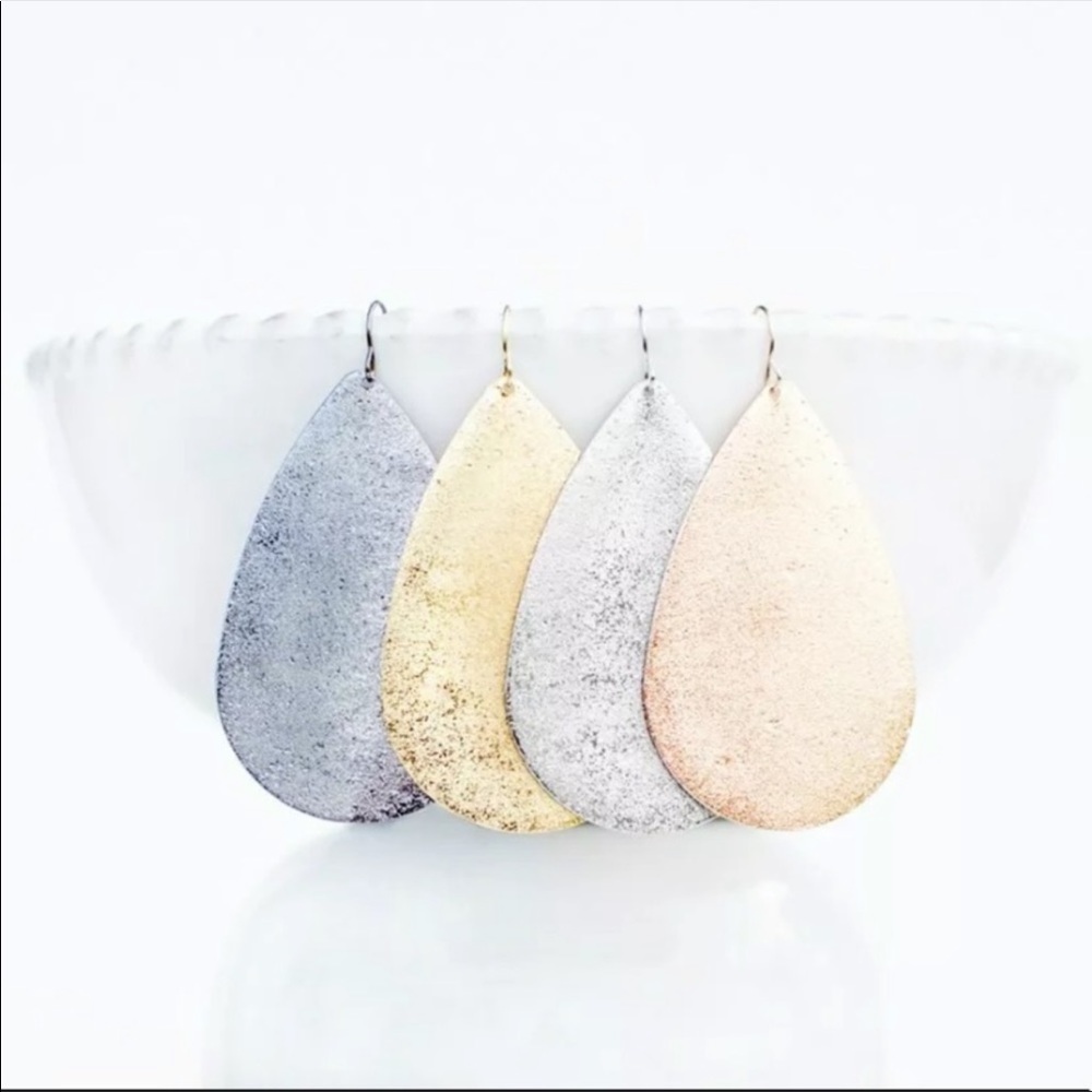 Silver leather earrings